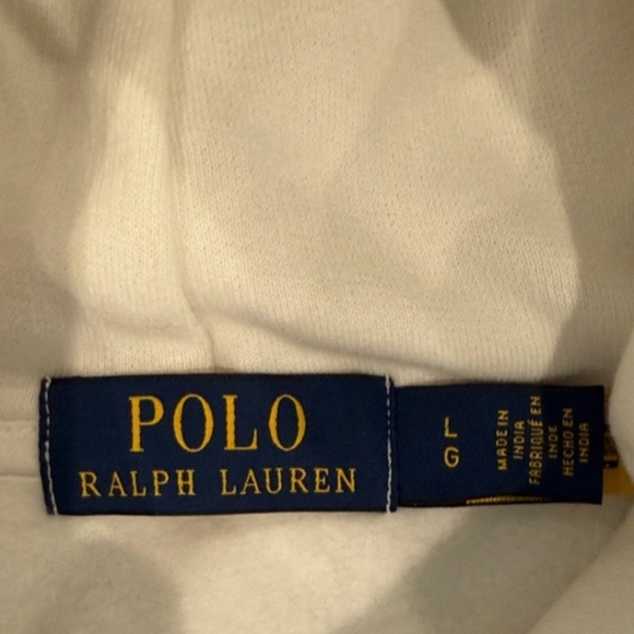 Polo Ralph Lauren White Plaid Patchwork Big Pony Hoodie Sweatshirt Size L - Picture 5 of 5